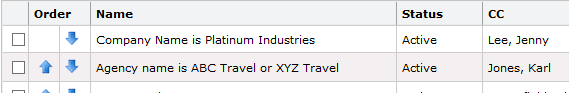 Example subscription assignment rule with Platinum Industries above ABC and XYZ Travel