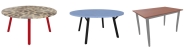 Tables with different color legs and tabletops