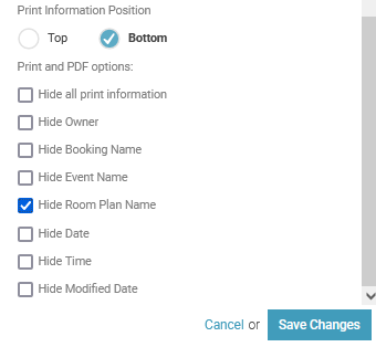 Hide room plan prinit options